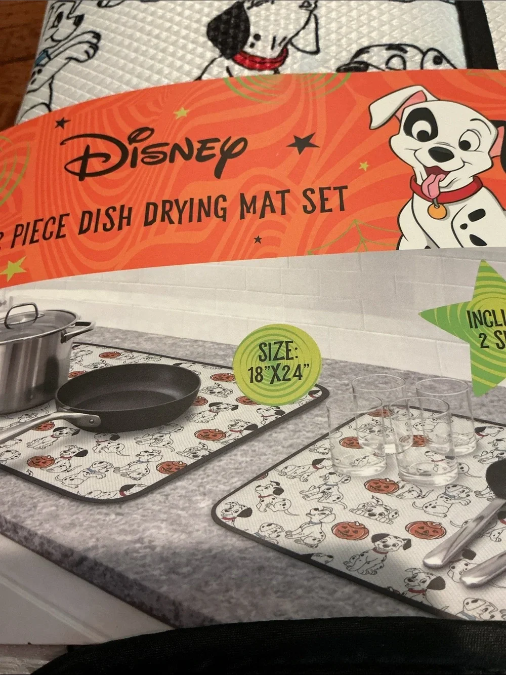 Disney 101 Dalmatians Halloween Dish Drying Mats- Set of 2